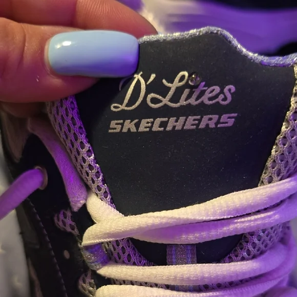 Skechers Women's Dark Blue and White Sneakers - Picture 4 of 9